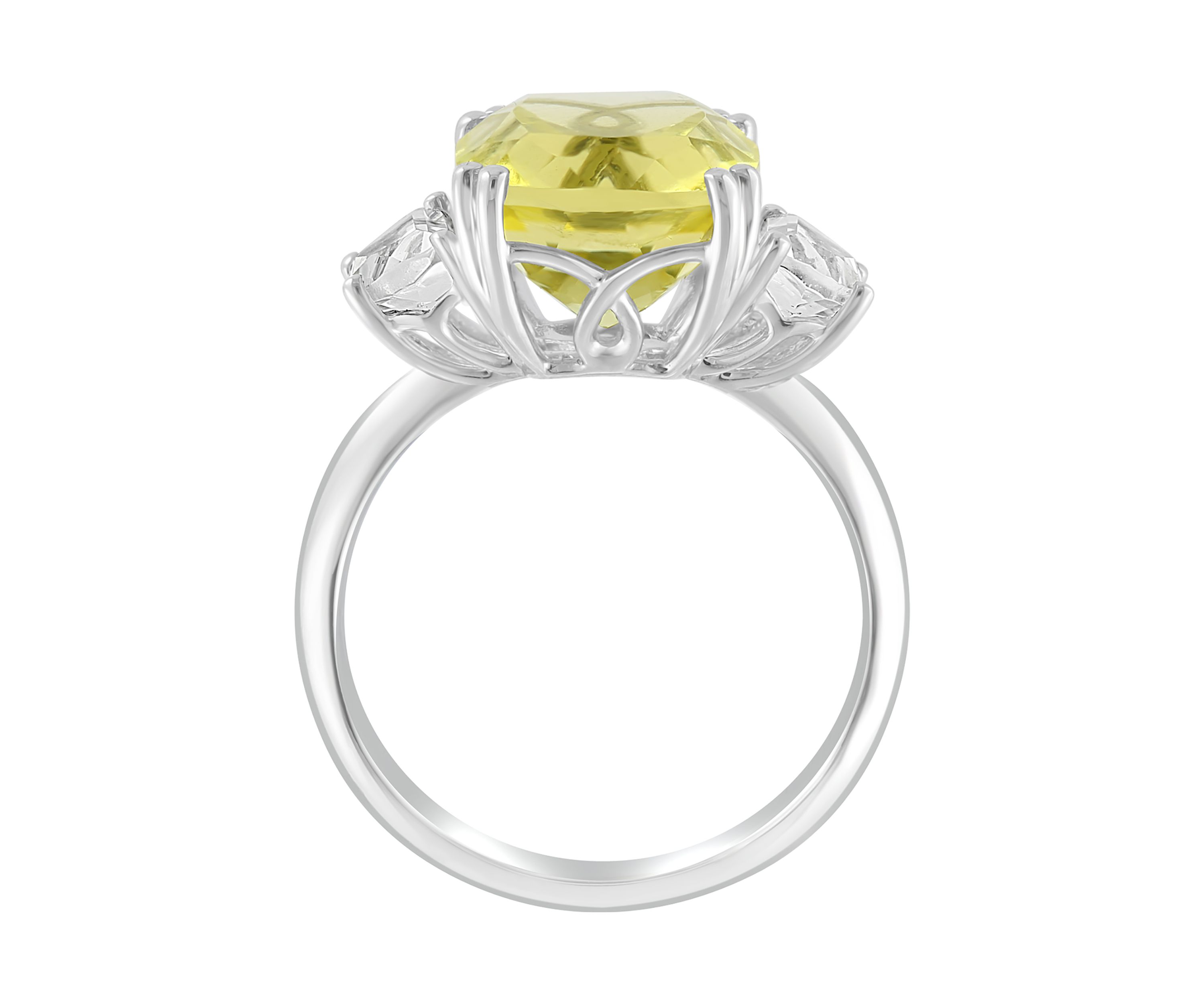 6.8 ct. t.w. White Topaz and Lemon Quartz Ring in 14K White Gold 