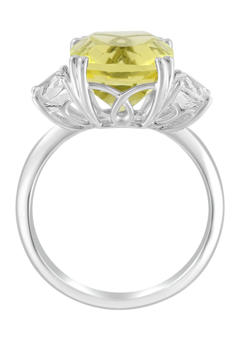 6.8 ct. t.w. White Topaz and Lemon Quartz Ring in 14K White Gold 