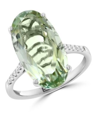Effy Diamond and Green Amethyst Ring in 14K White Gold