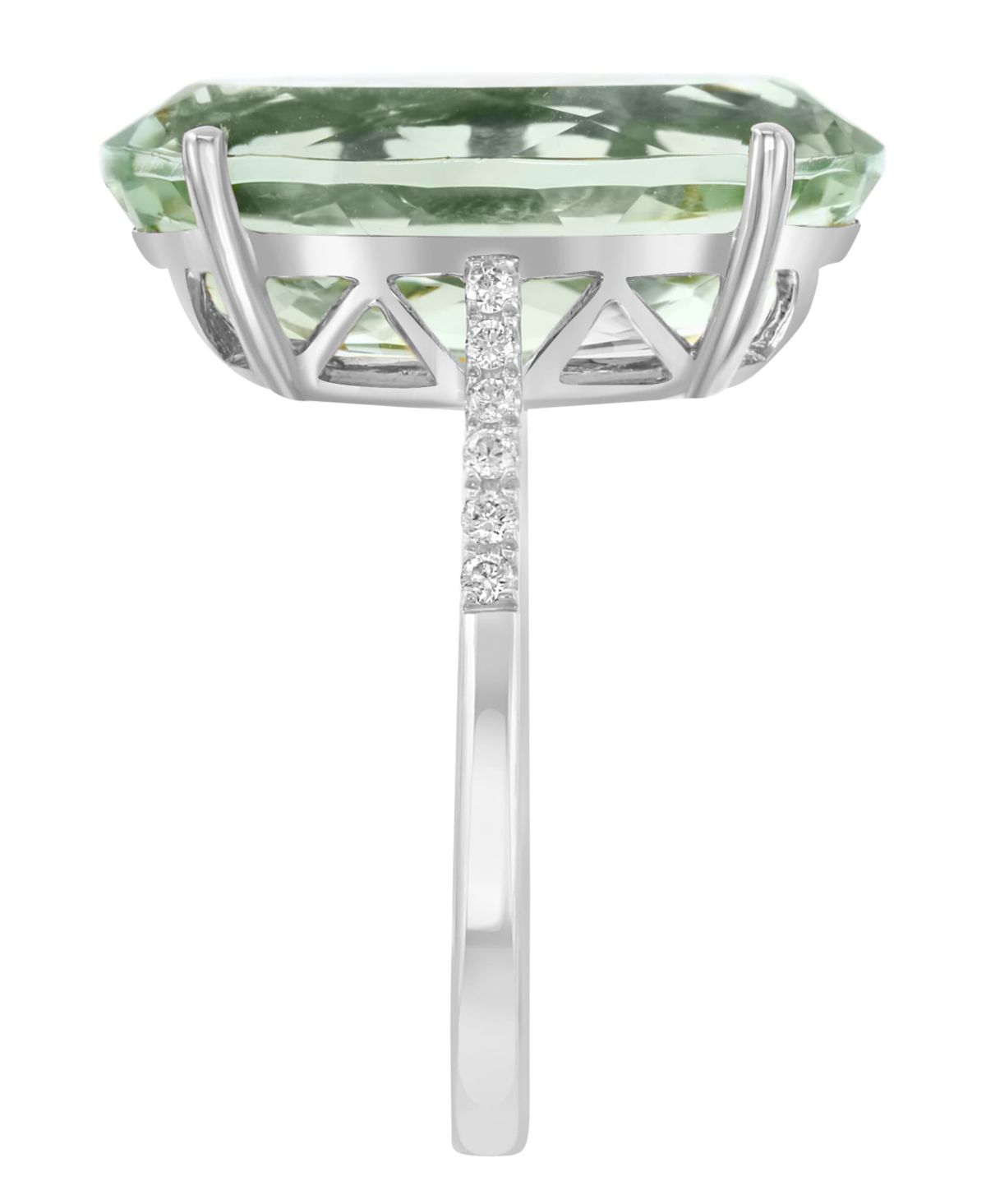 Diamond and Green Amethyst Ring in 14K White Gold