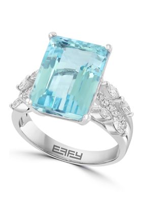 Effy 0.5 Ct. T.w. Aqua Diamond Ring In 14K White Gold