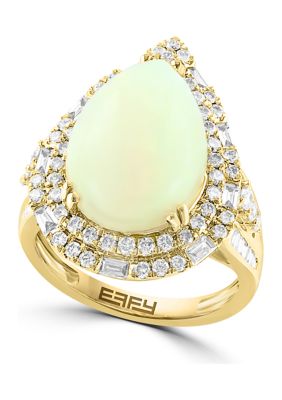Effy 1.15 Ct. T.w. Diamond And 6 Ct. T.w. Ethiopian Opal Ring In 14K Yellow Gold