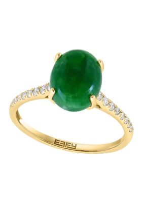 Effy 2.86 ct. t.w. Jade and 1/6 ct. t.w. Diamond Ring in 14K Yellow Gold -  5400452IRY0S384NC