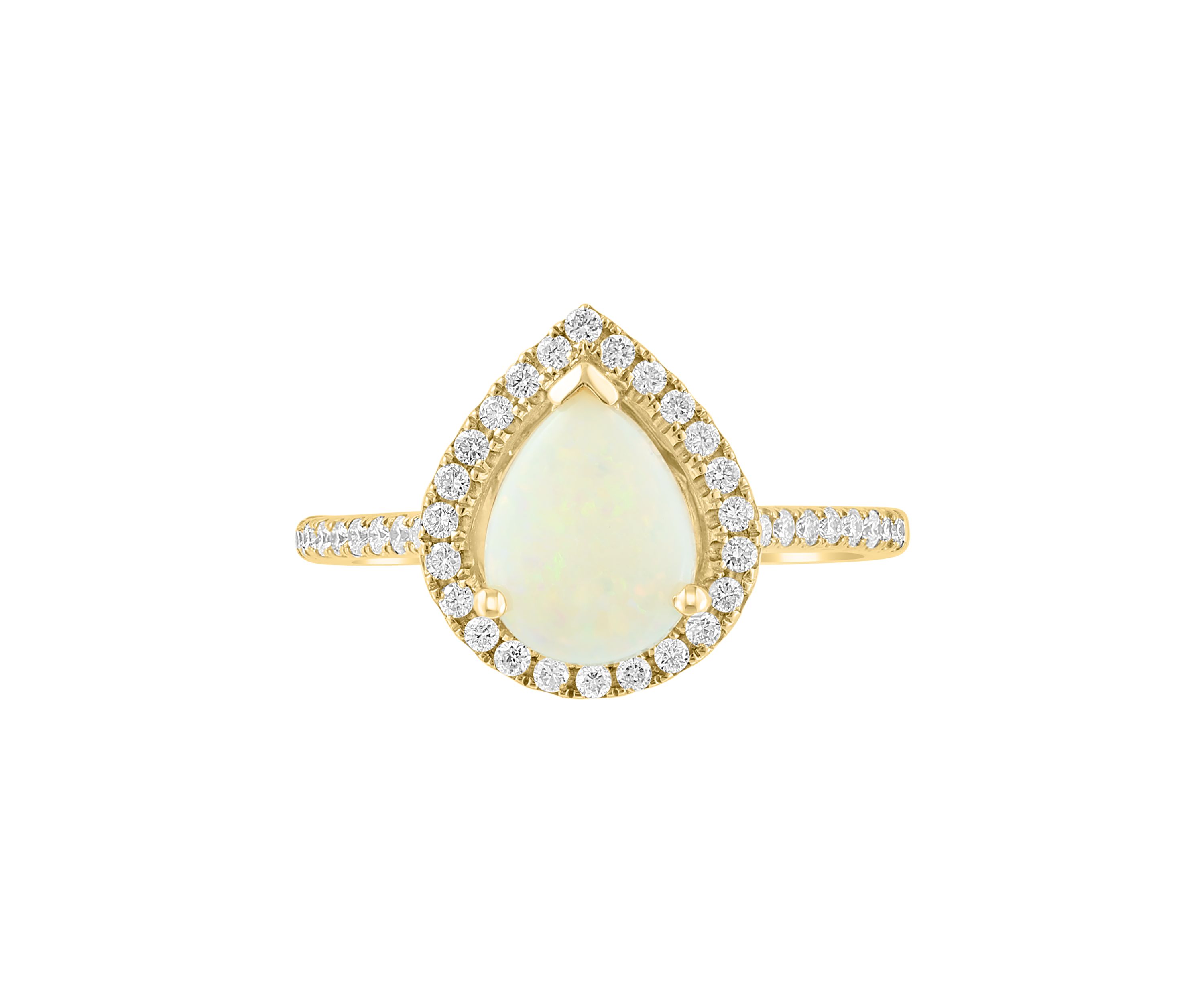 Effy® 1/3 ct. t.w. Diamond and 7/8 ct. t.w. Opal Ring in 14K Yellow ...