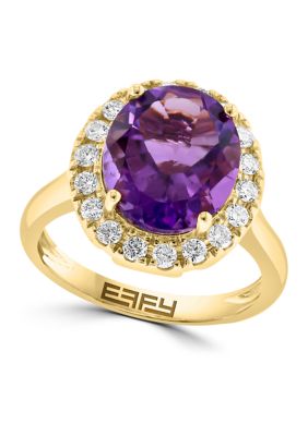 Effy 1/2 Ct. T.w. Diamond, 4.65 Ct. T.w. Amethyst Ring In 14K Yellow Gold