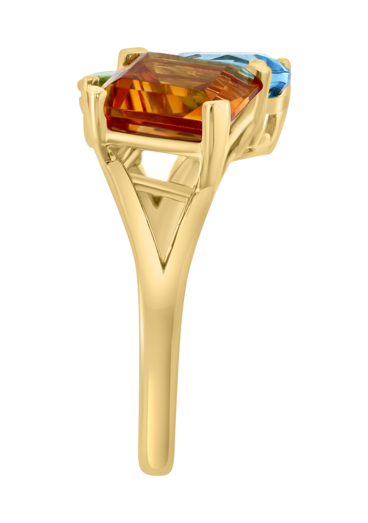 5 ct. t.w. Blue Topaz, Citrine, Peridot Ring in 14K Yellow Gold