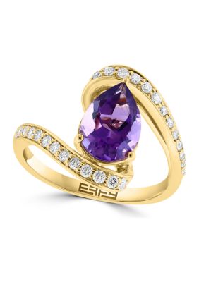 Effy 1/3 Ct. T.w. Diamond, 1.9 Ct. T.w. Amethyst Ring 14K Yellow Gold, 7 -  0617892874987