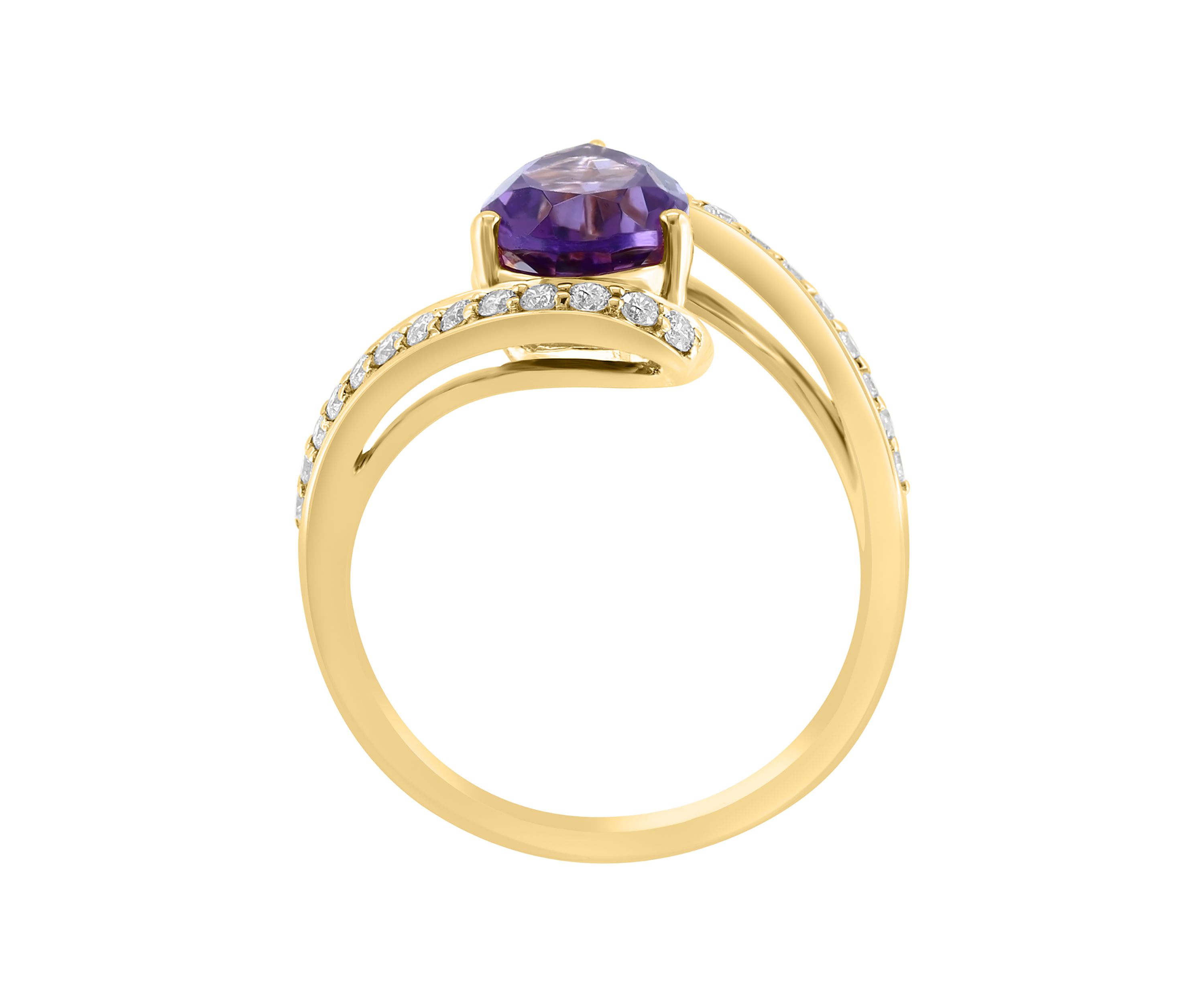 1/3 ct. t.w. Diamond, 1.9 ct. t.w. Amethyst Ring 14K Yellow Gold