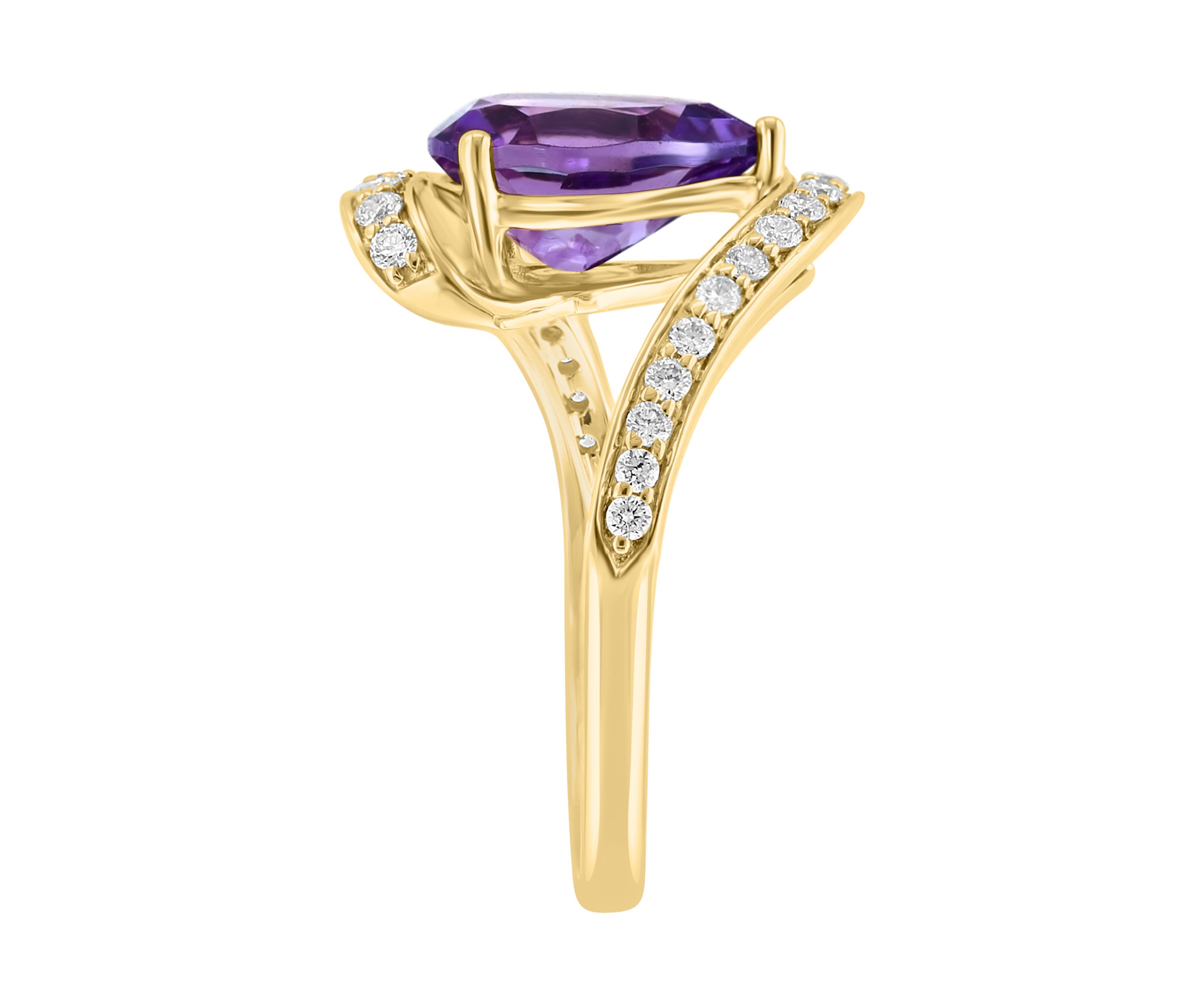 1/3 ct. t.w. Diamond, 1.9 ct. t.w. Amethyst Ring 14K Yellow Gold