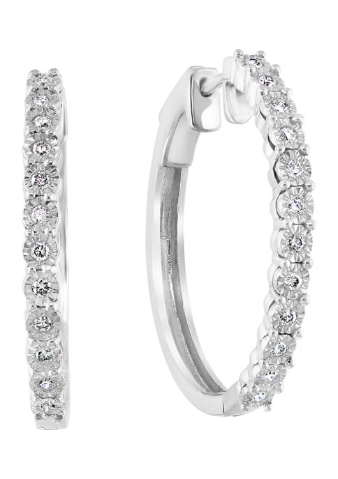 1/4 ct. t.w. Diamond Hoop Earrings in Sterling Silver