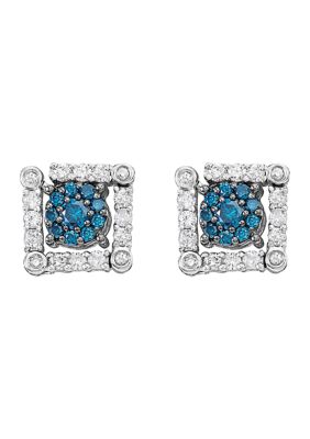 Effy 3/4 Ct. T.w. Blue Diamond Diversa Earrings In 14K White Gold