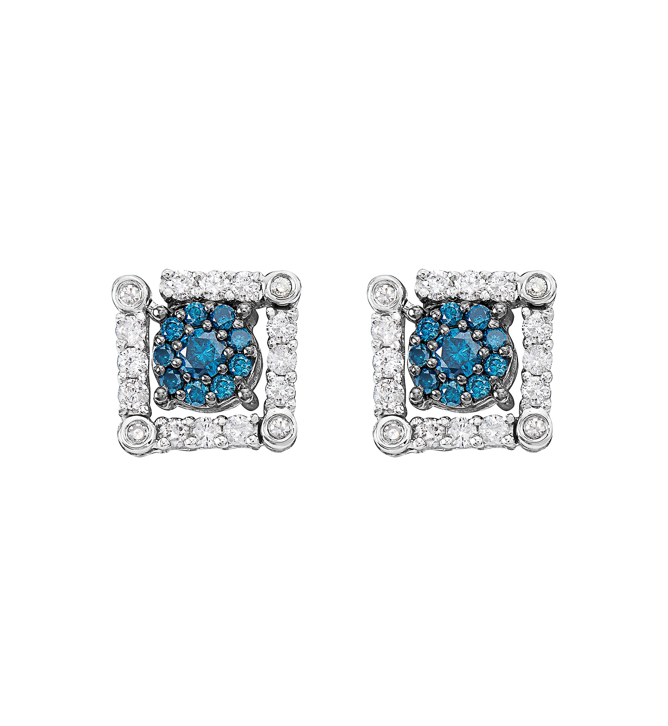 3/4 ct. t.w. Blue Diamond Diversa Earrings in 14K White Gold 