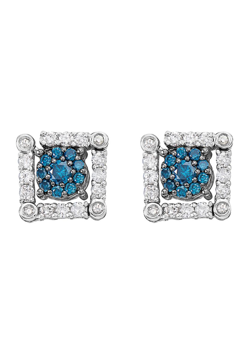 3/4 ct. t.w. Blue Diamond Diversa Earrings in 14K White Gold 