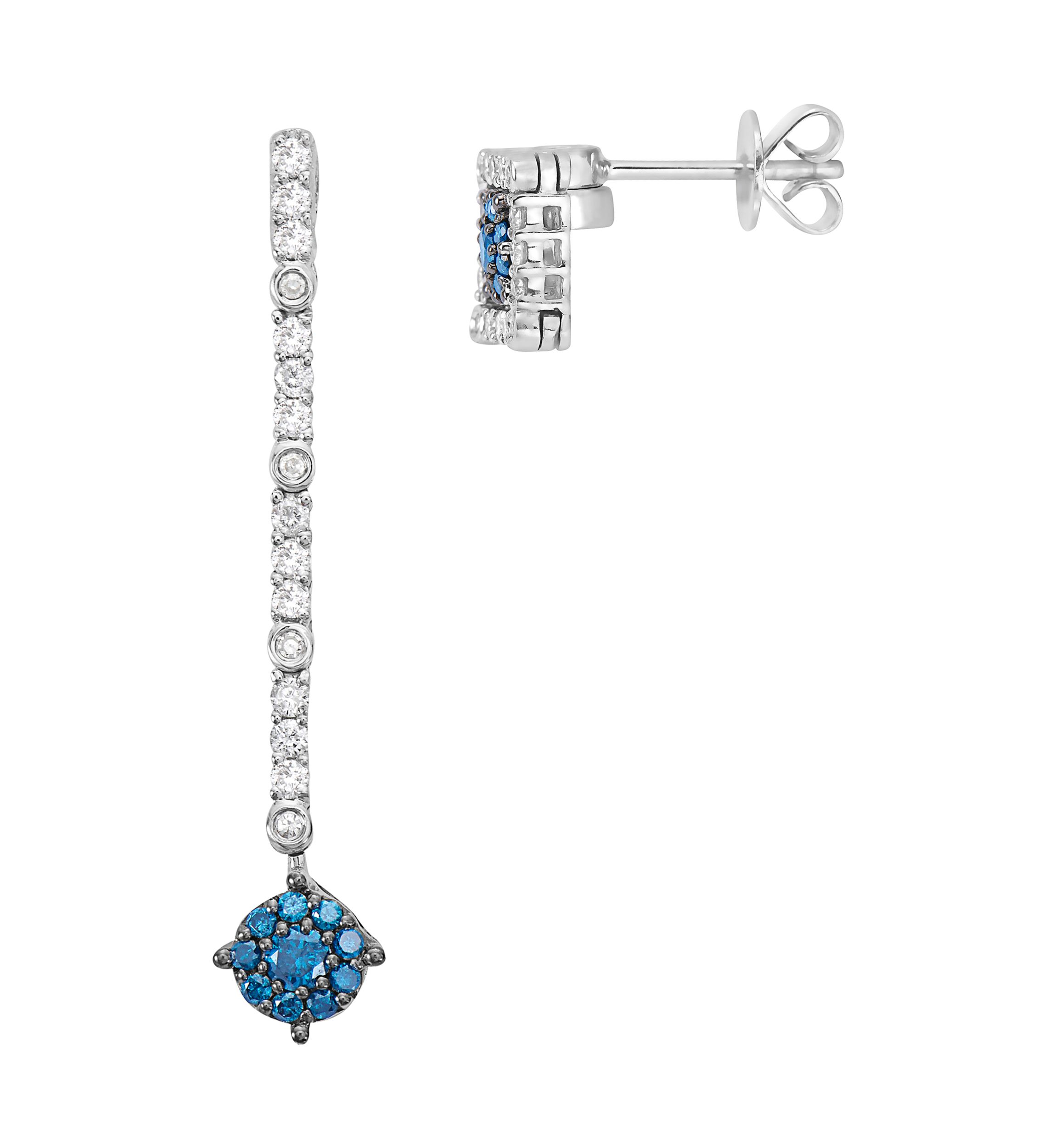 3/4 ct. t.w. Blue Diamond Diversa Earrings in 14K White Gold 
