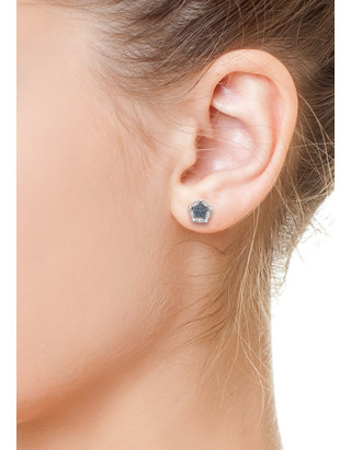 Effy® 1/5 ct. t.w. White and Blue Diamond Diversa Earrings in 14K White Gold