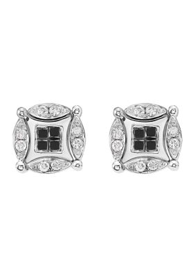 Effy 1/2 Ct. T.w. Black And White Diamond Diversa Earrings In 14K White Gold