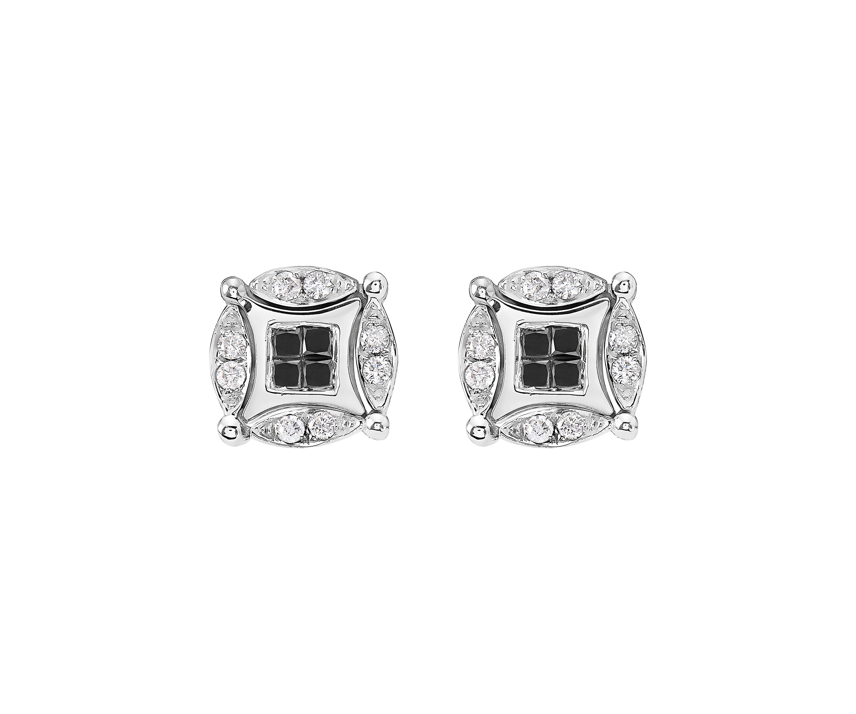 1/2 ct. t.w. Black and White Diamond Diversa Earrings in 14K White Gold 