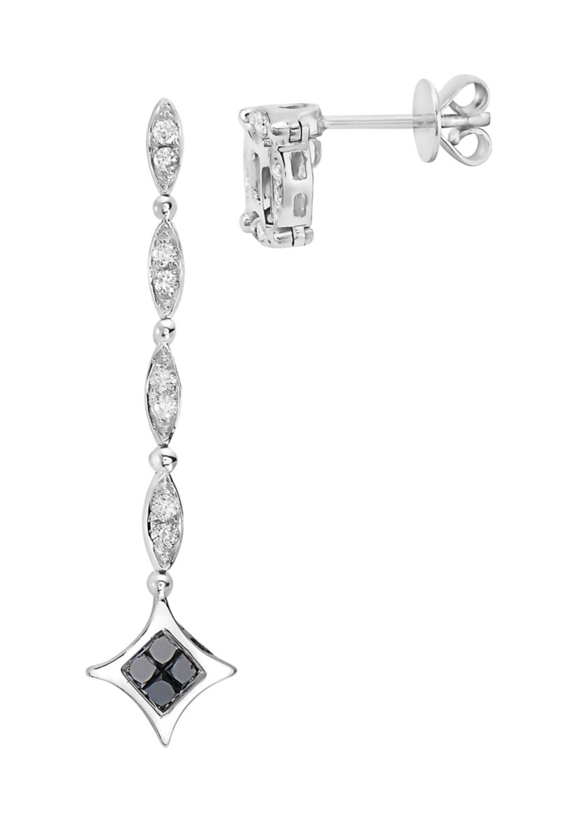1/2 ct. t.w. Black and White Diamond Diversa Earrings in 14K White Gold 