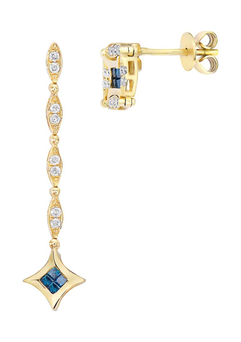 1/2 ct. t.w. White and Blue Diamond Diversa Earrings in 14K Yellow Gold