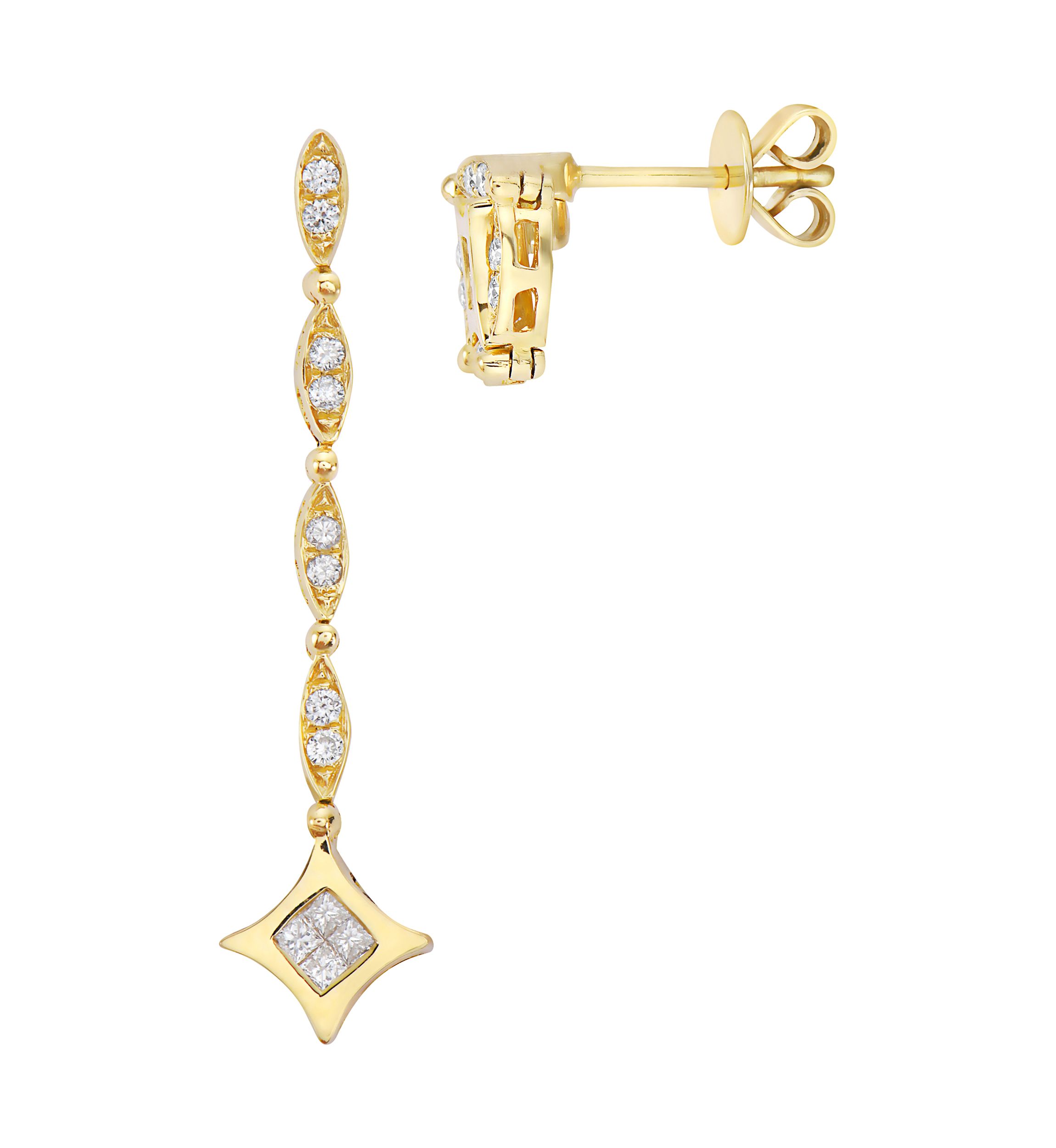 14K Yellow Gold Diamond Diversa Earrings
