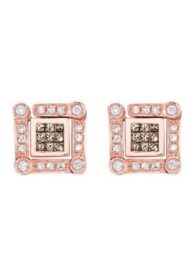 Effy 14K Rose Gold White And Espresso Diamond Diversa Earrings