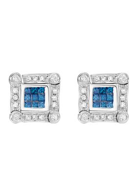 Effy 14K White Gold And Blue Diamond Diversa Earrings