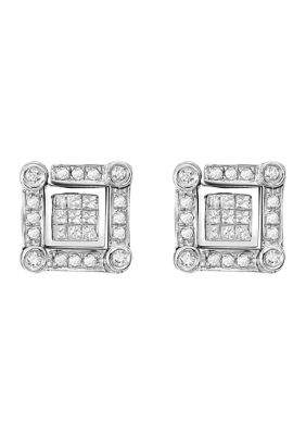Effy 14K White Gold Diamond Diversa Earrings