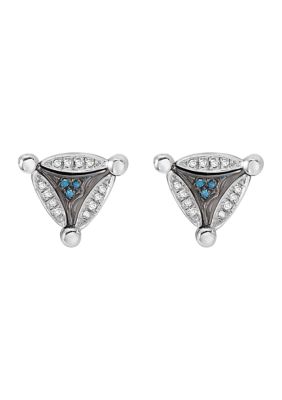 Effy Sterling Silver Blue And White Diamond Diversa Earrings