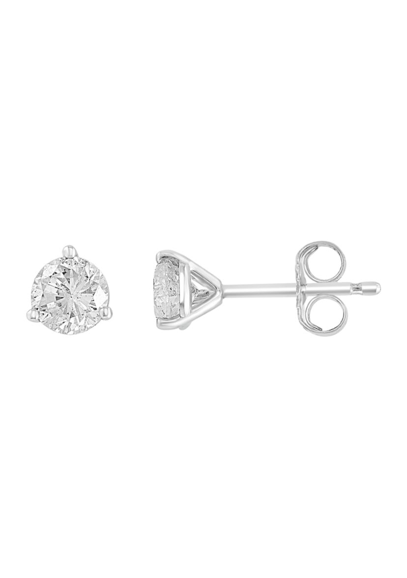 18K White Gold Diamond Stud Earrings