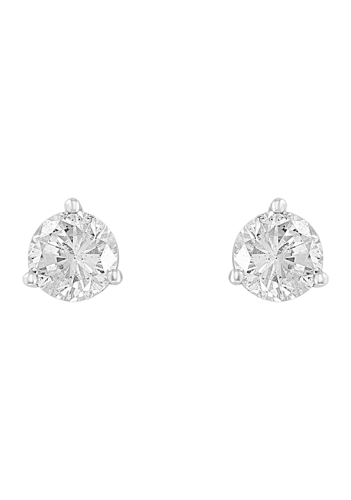 18K White Gold Diamond Stud Earrings