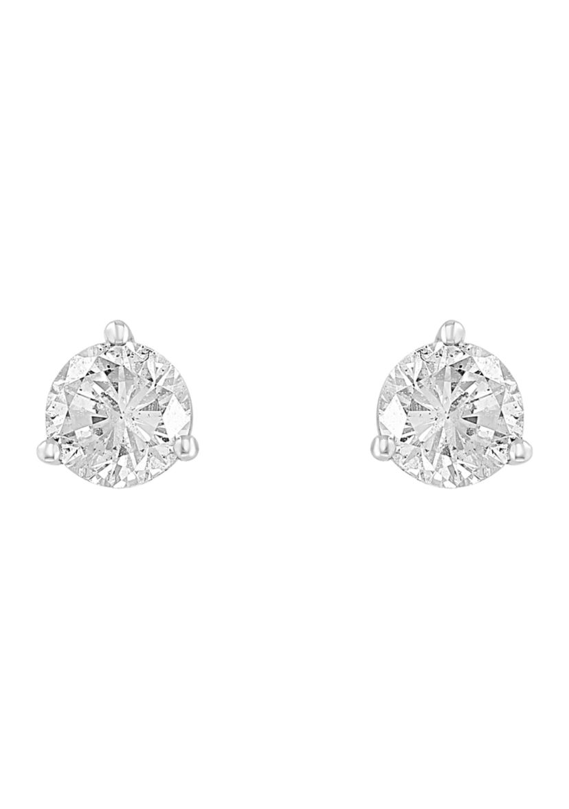 18K White Gold Diamond Stud Earrings