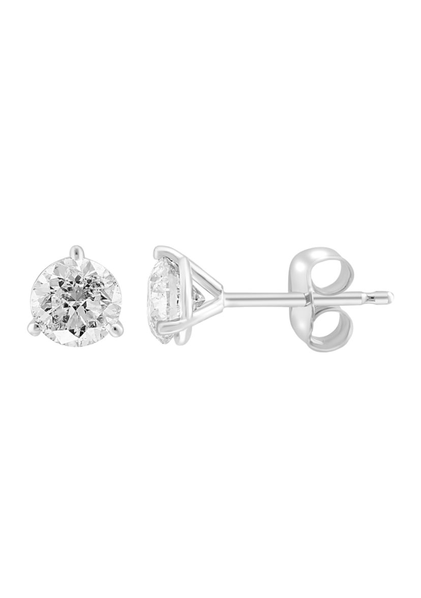 18K White Gold Diamond Stud Earrings