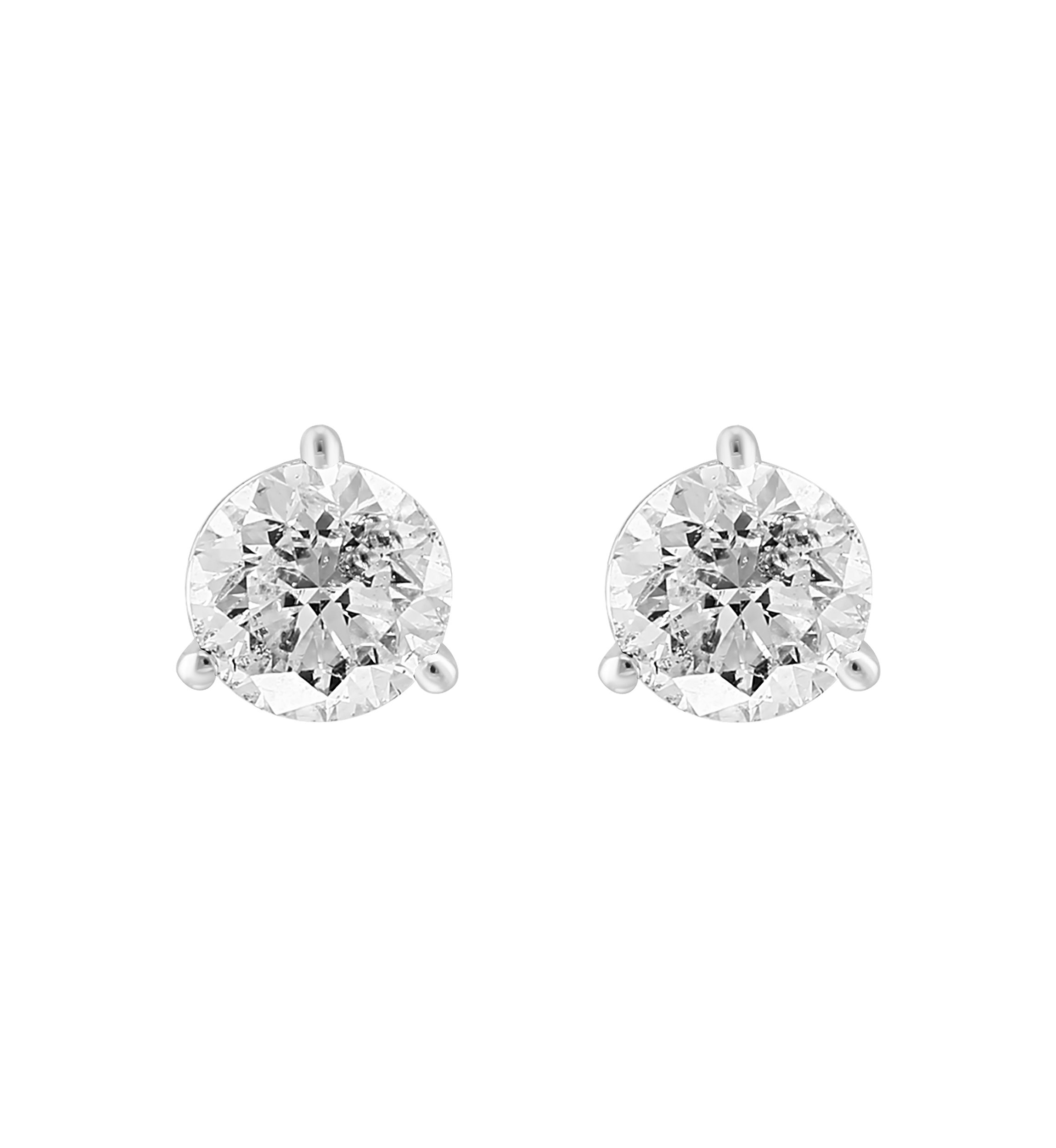 18K White Gold Diamond Stud Earrings
