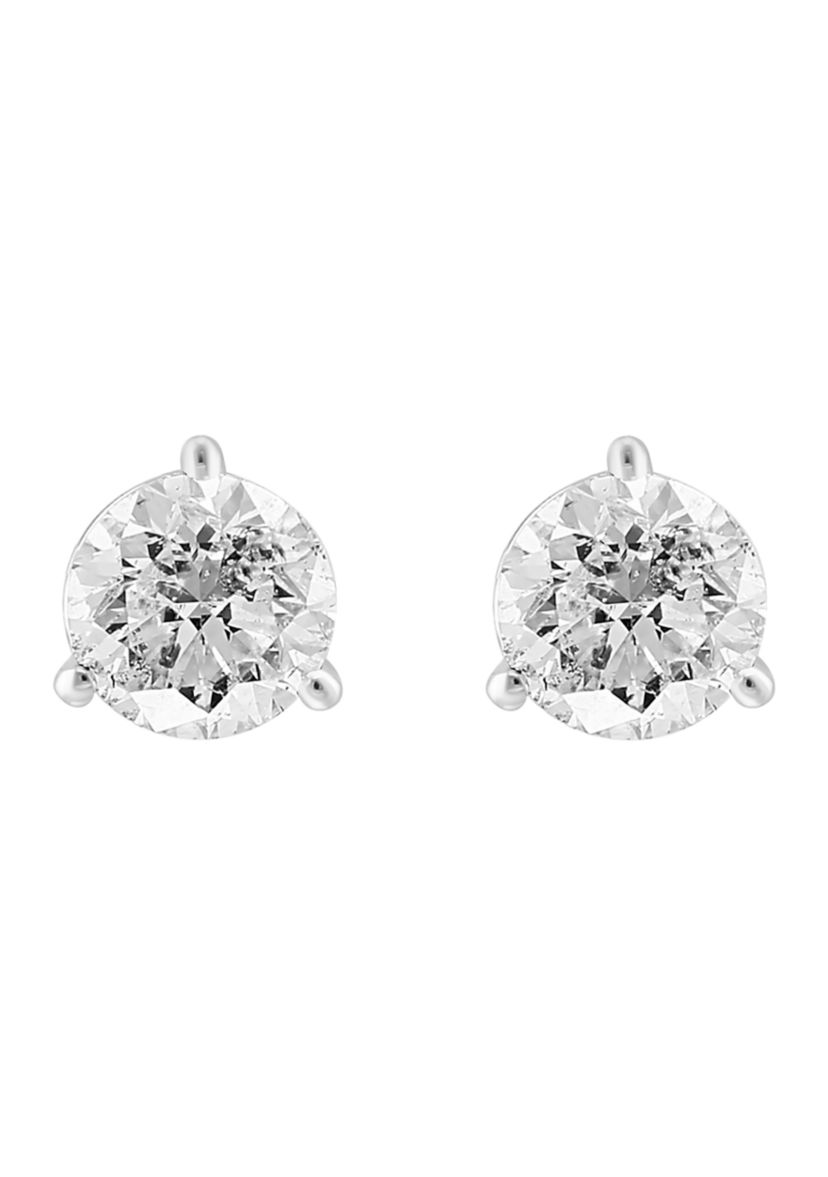 18K White Gold Diamond Stud Earrings