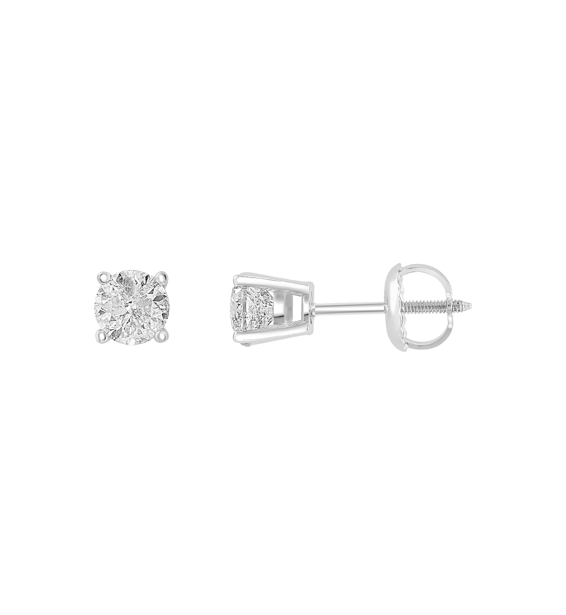 14K White Gold Diamond Earrings 