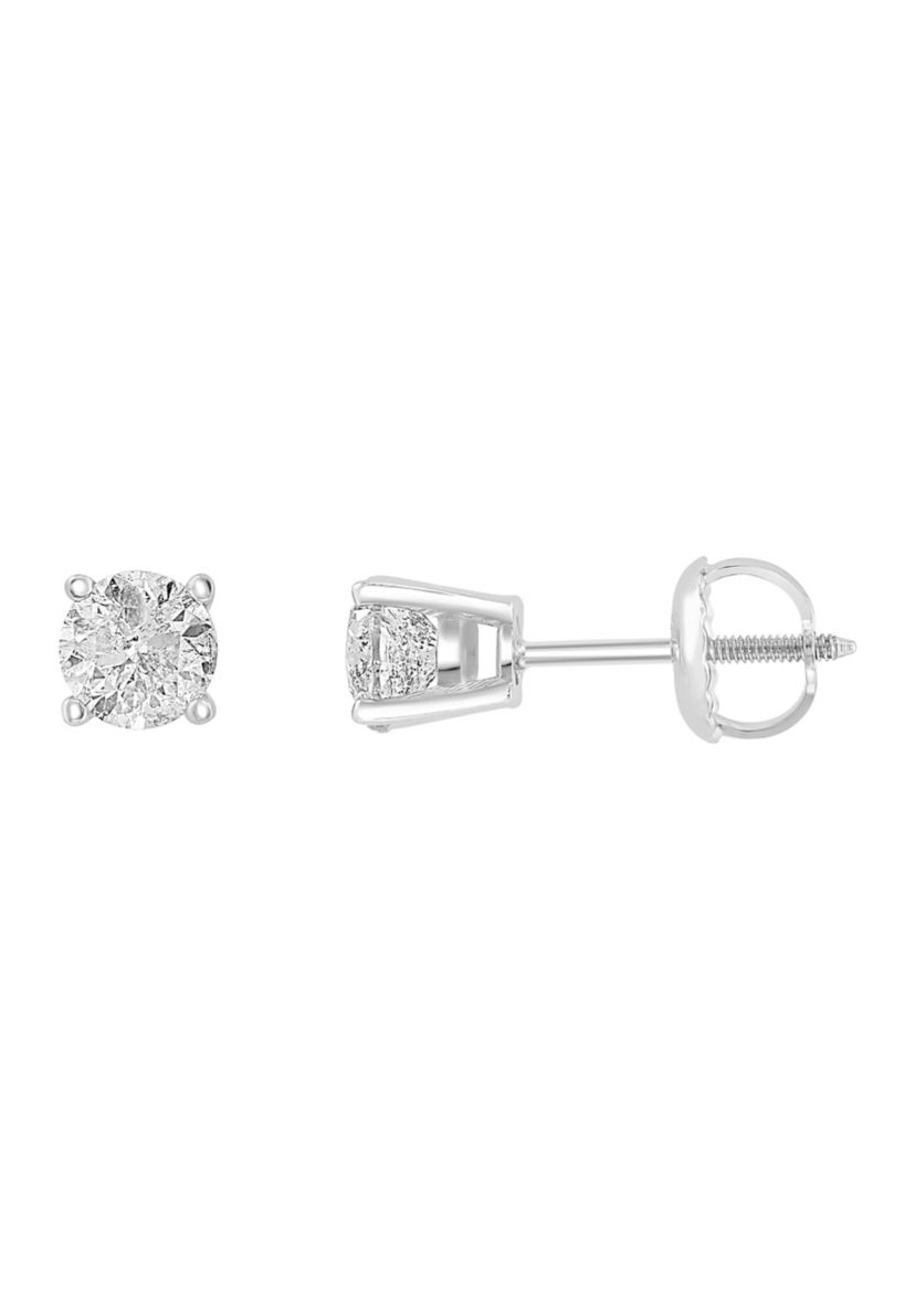 14K White Gold Diamond Earrings 