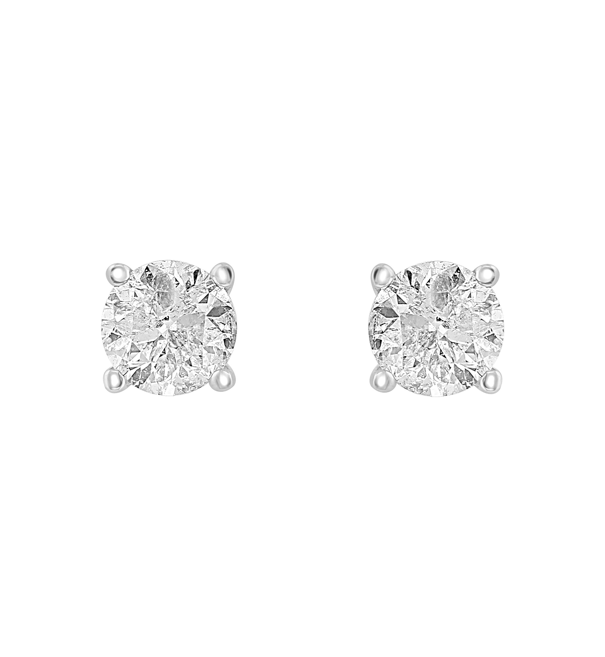 14K White Gold Diamond Earrings 