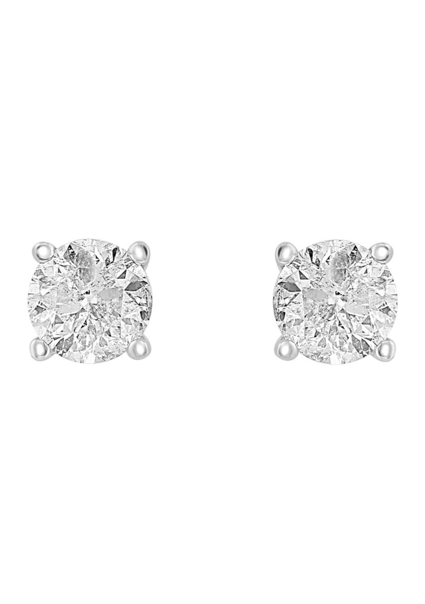 14K White Gold Diamond Earrings 