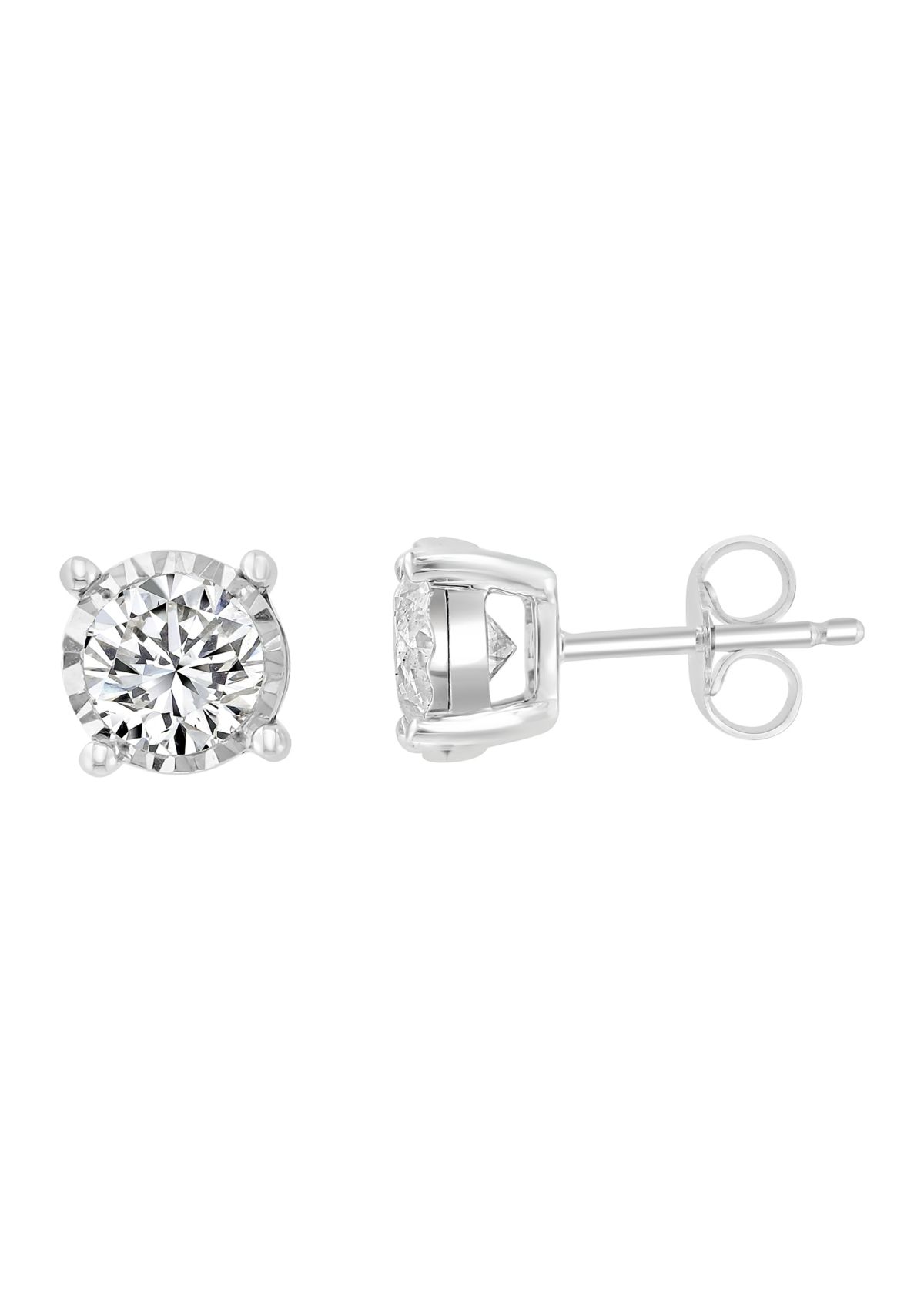 14K White Gold Diamond Earrings 