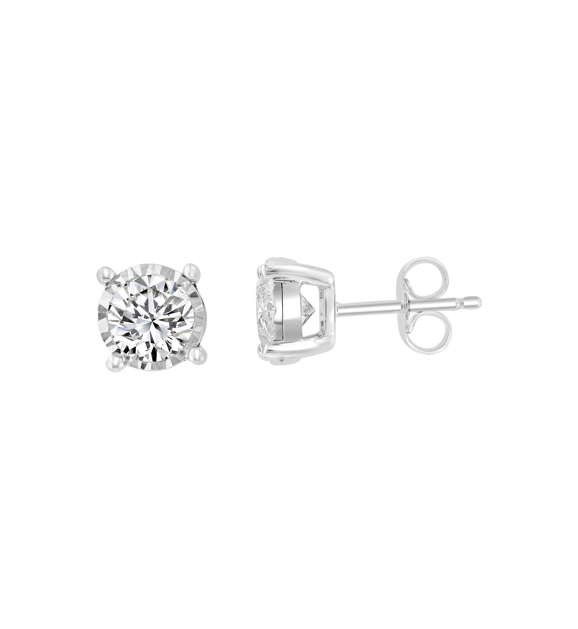 14K White Gold Diamond Earrings 