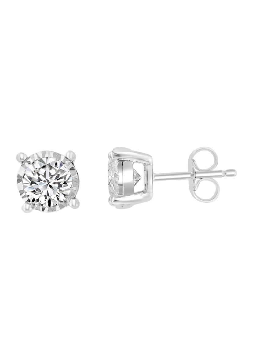 14K White Gold Diamond Earrings 