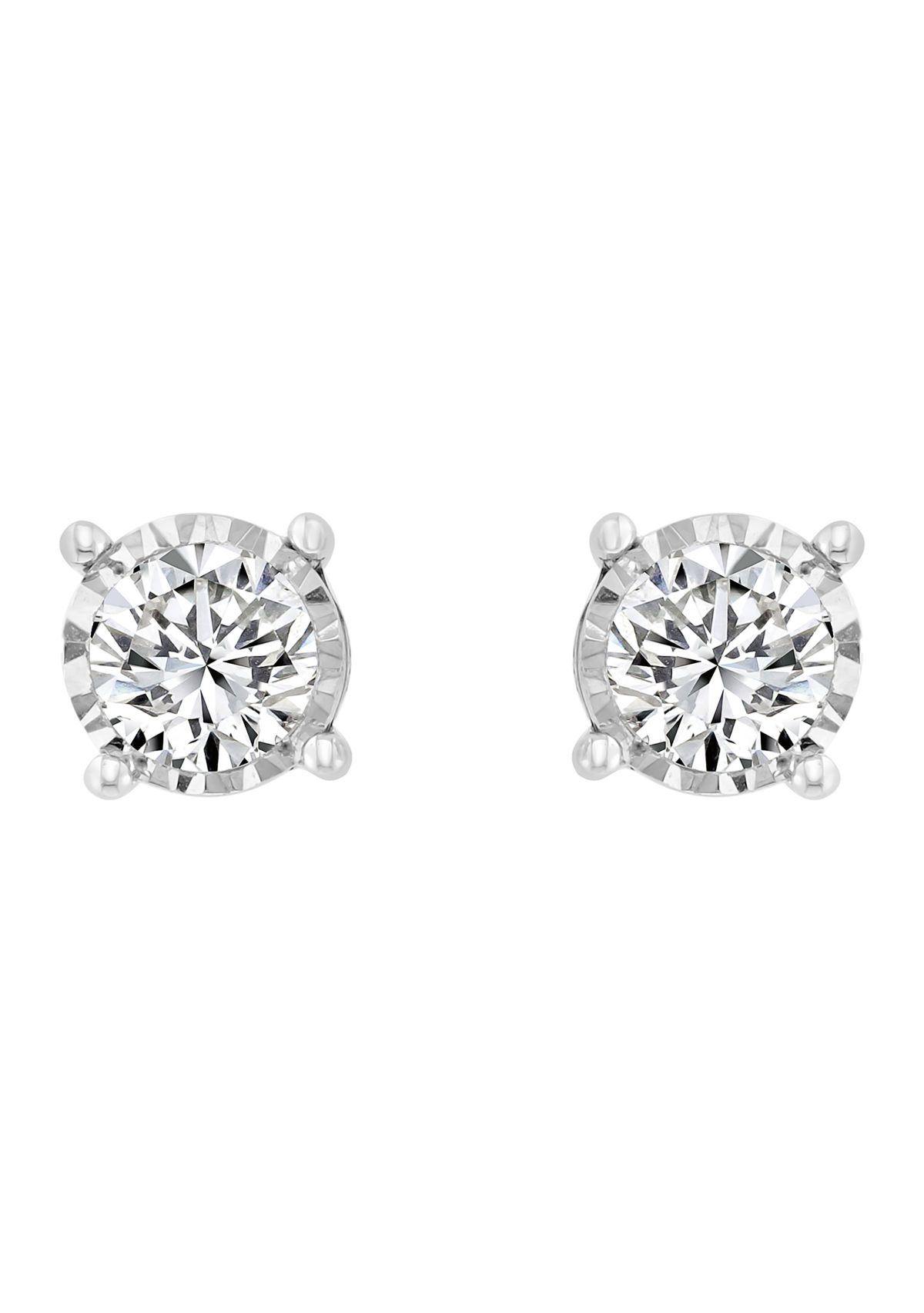14K White Gold Diamond Earrings 