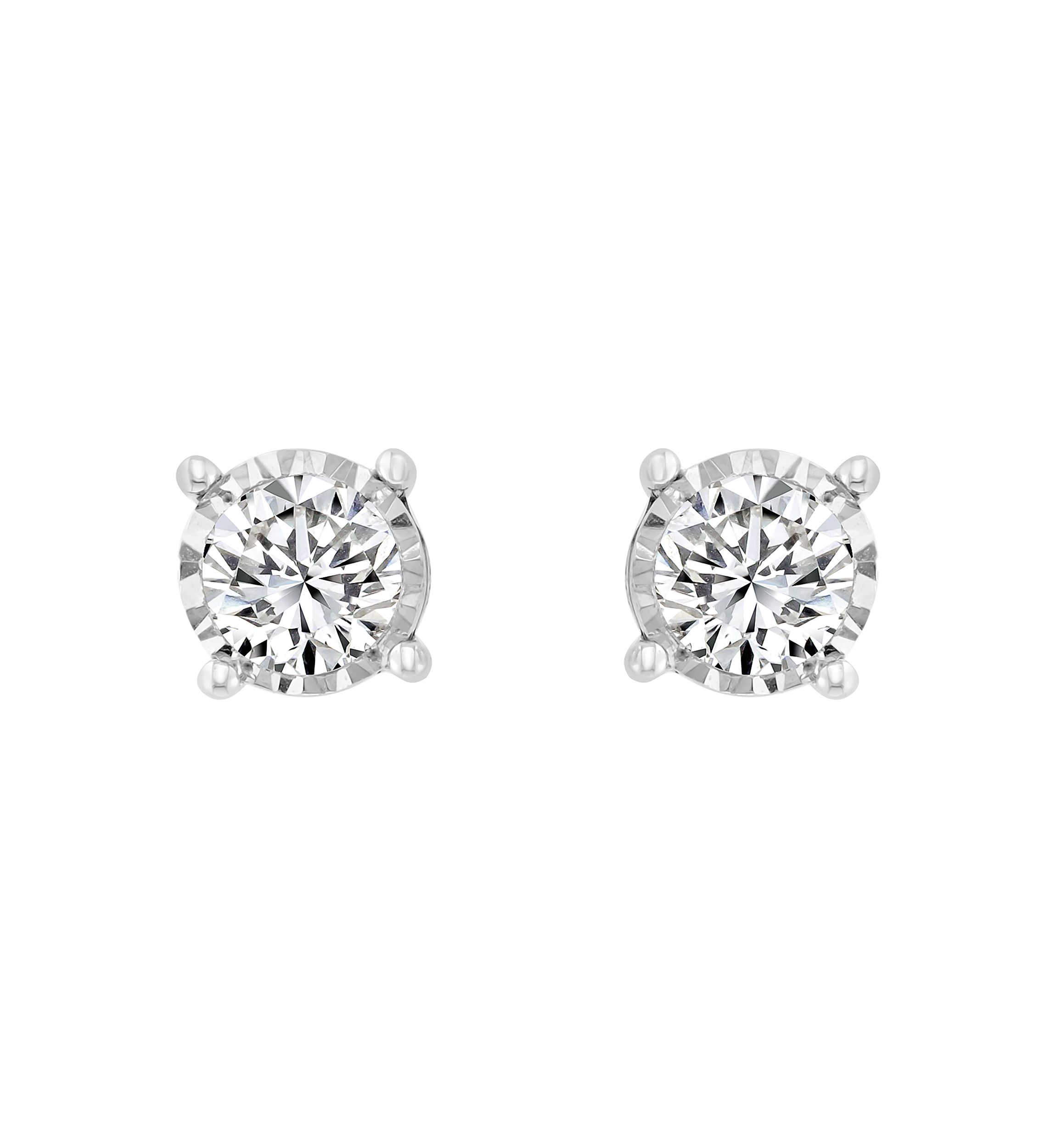 14K White Gold Diamond Earrings 