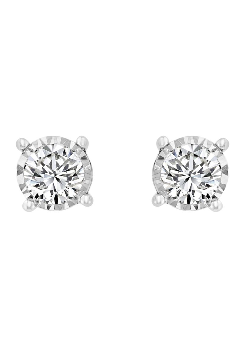 14K White Gold Diamond Earrings 