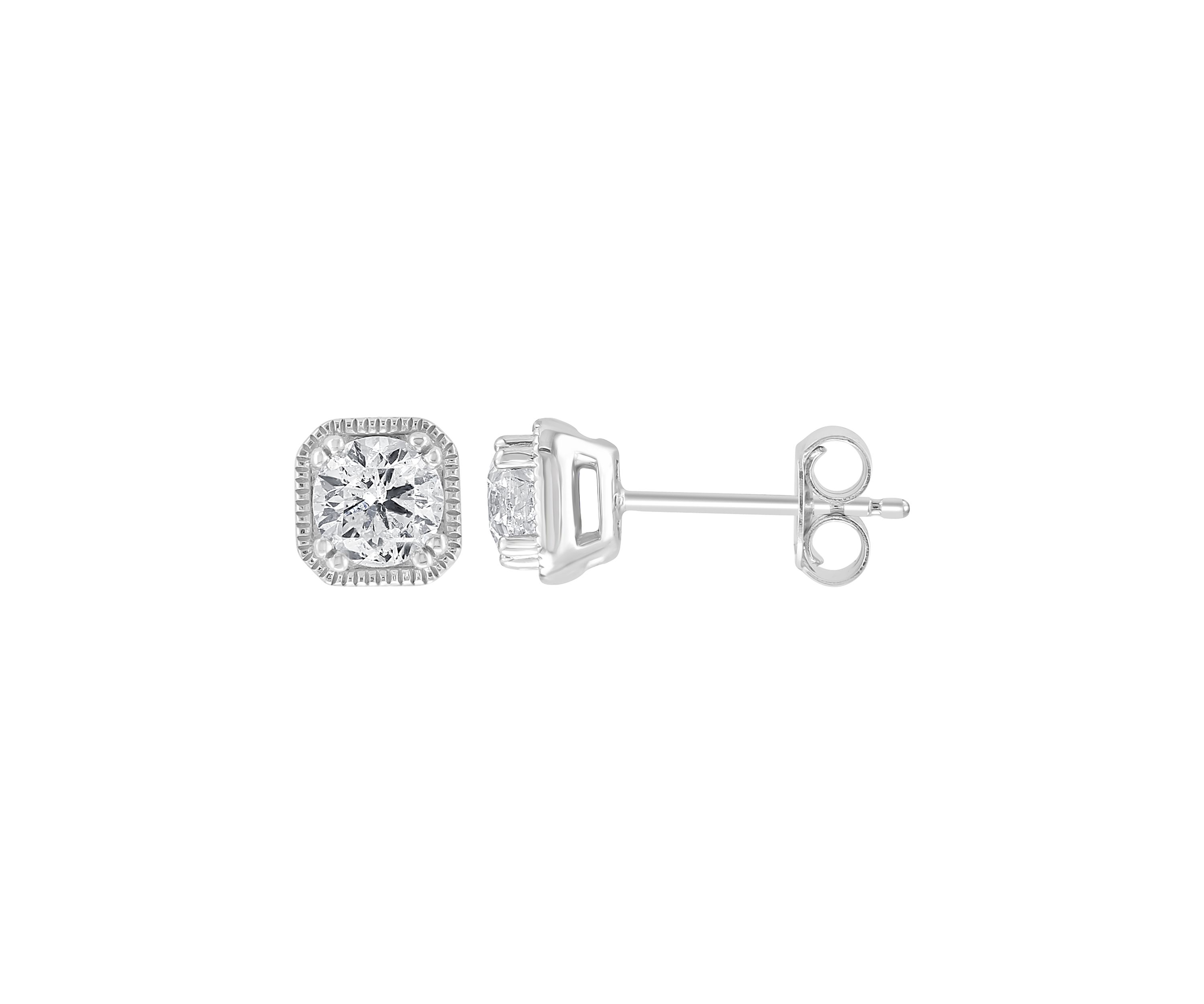 14K White Gold Diamond Stud Earrings