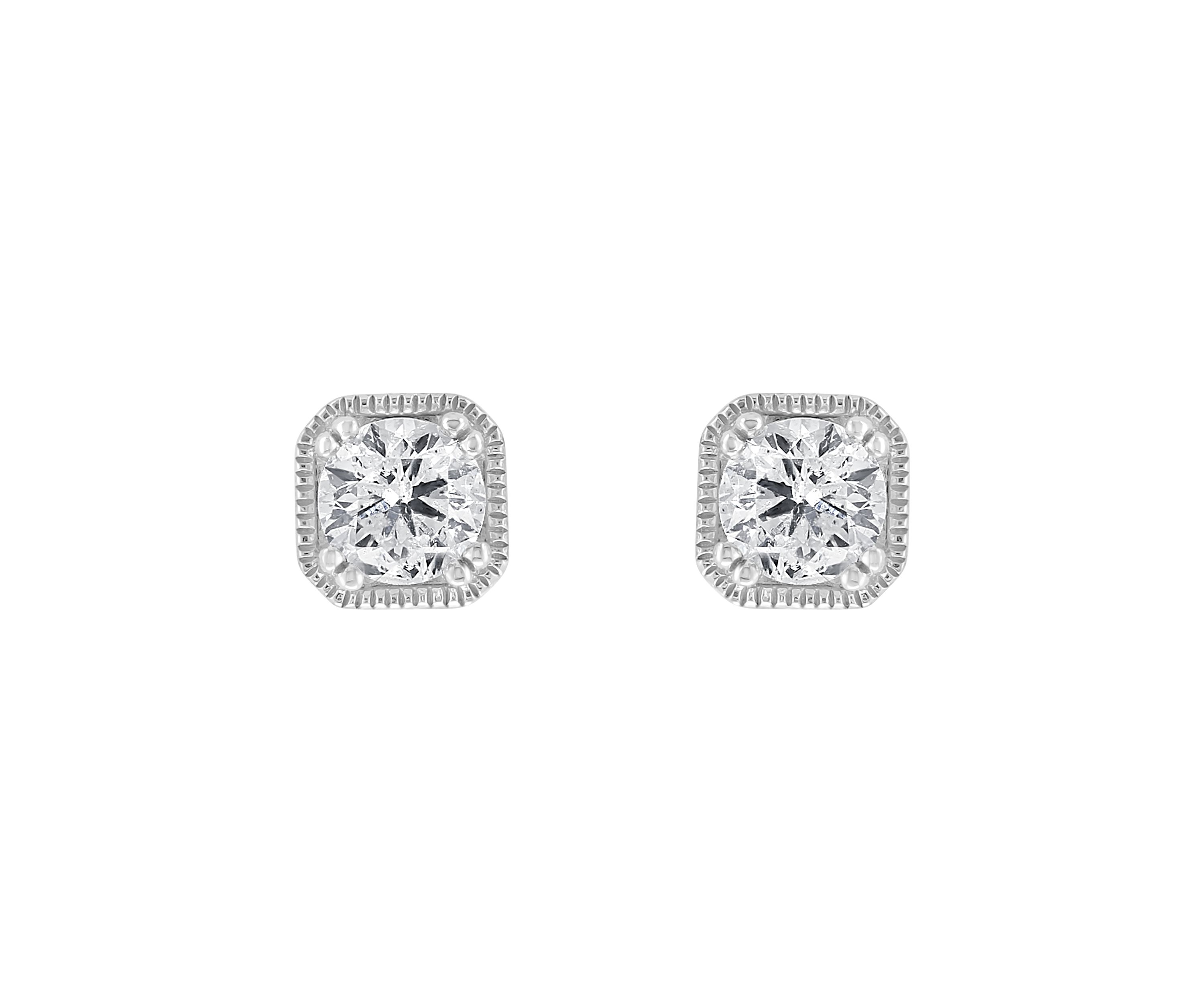 14K White Gold Diamond Stud Earrings