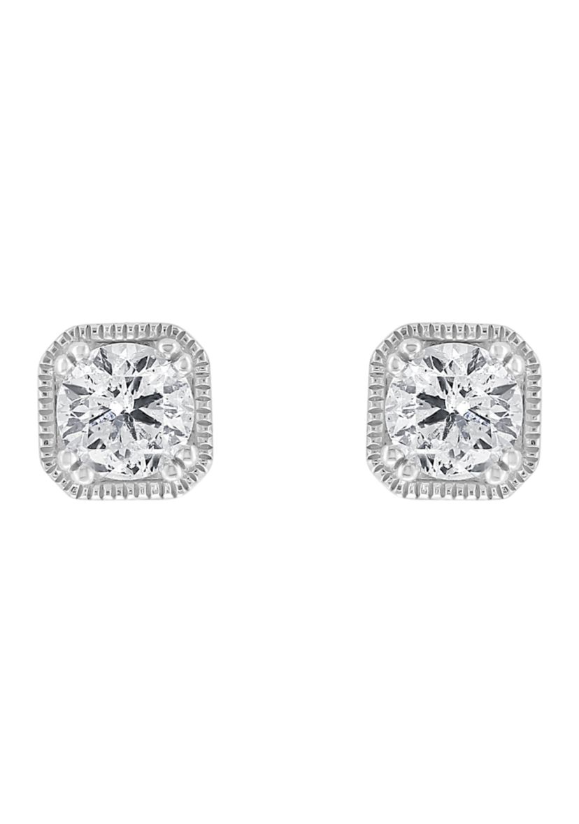 14K White Gold Diamond Stud Earrings