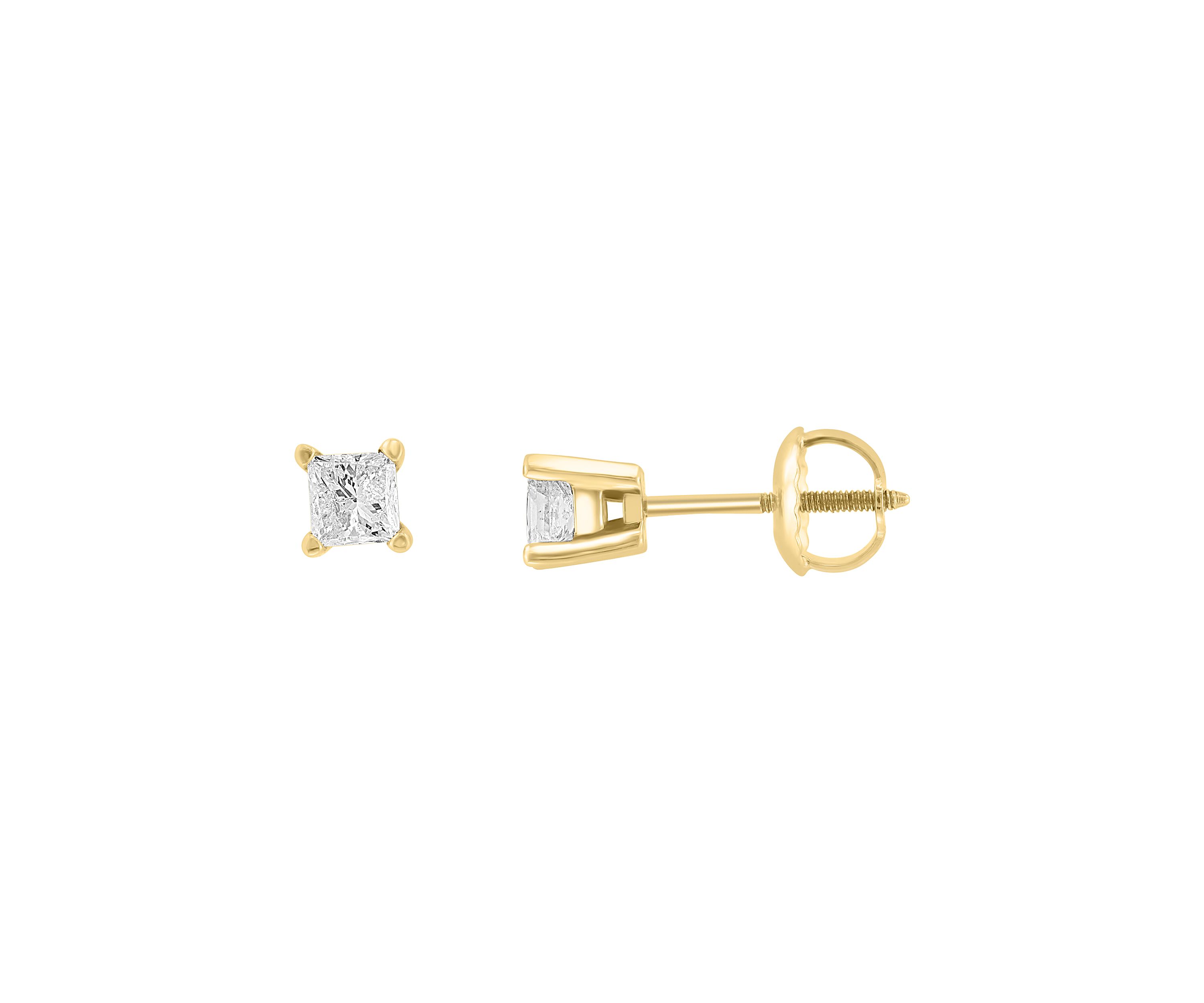 14K Yellow Gold Diamond Earrings 