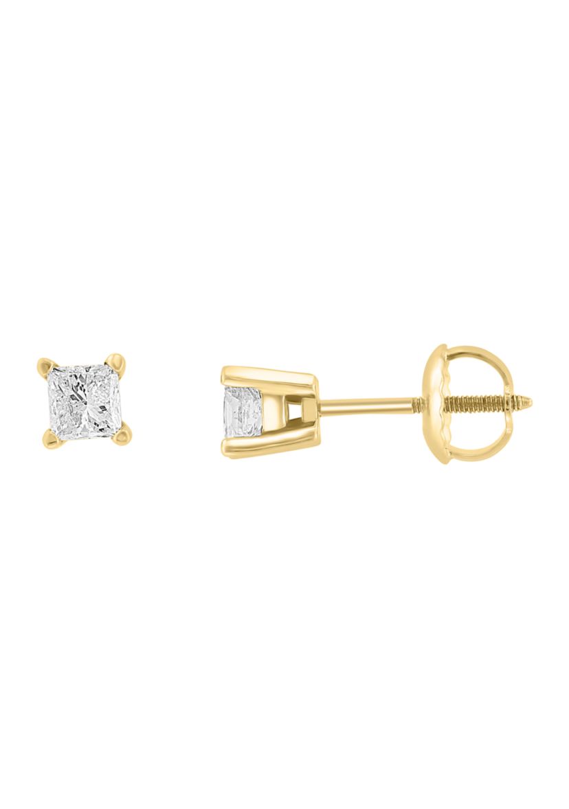 14K Yellow Gold Diamond Earrings 
