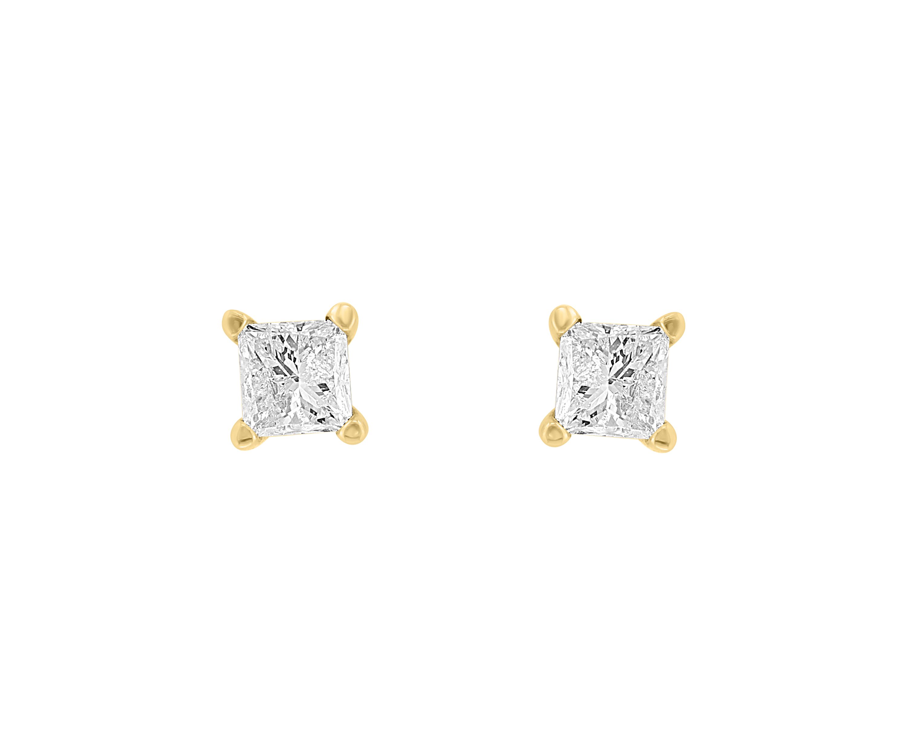 14K Yellow Gold Diamond Earrings 